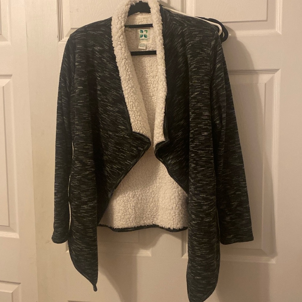 Fleece lined open sweater-jacket
